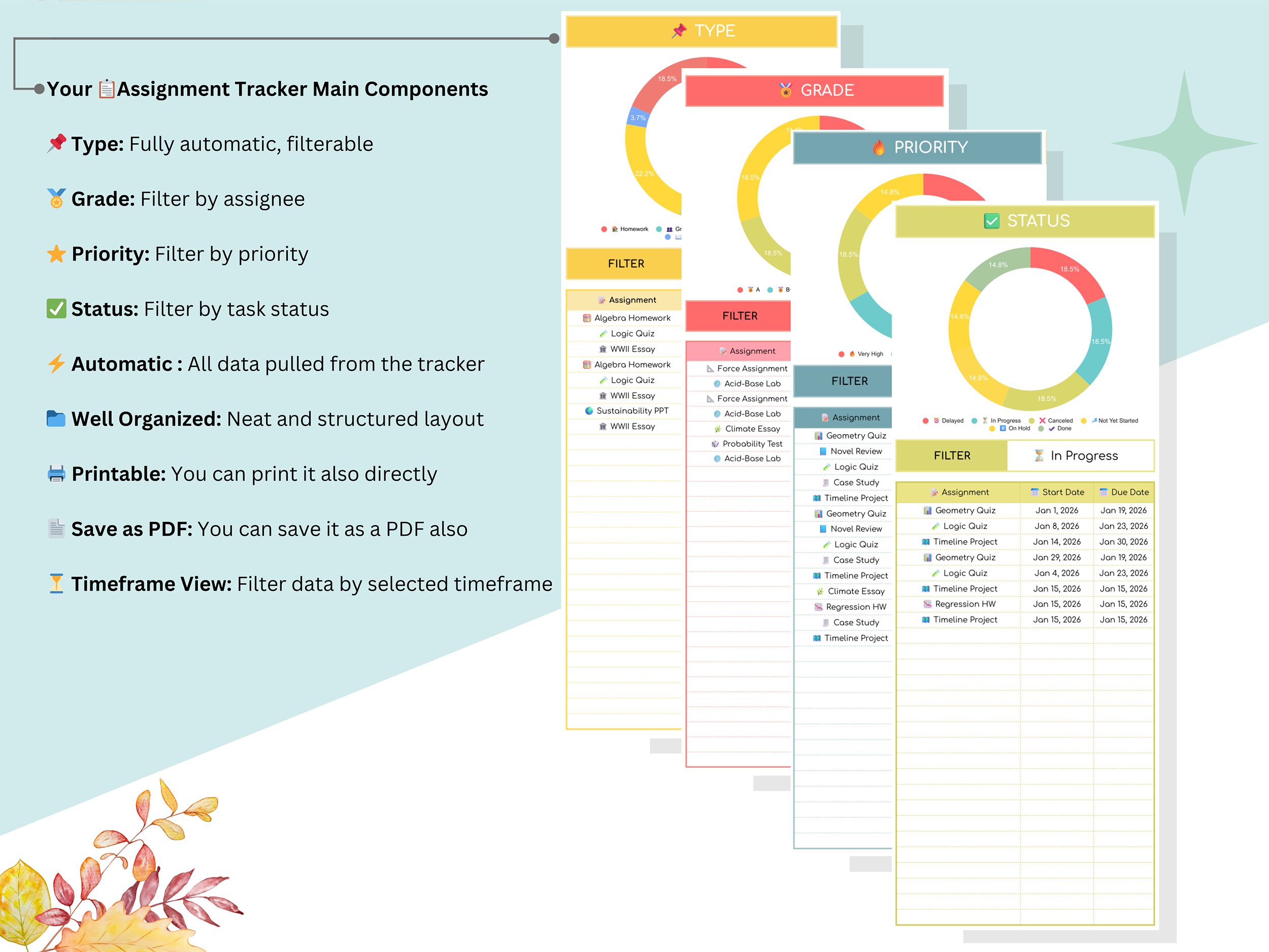 Assignment Tracker - student planner - assignment planner - homework tracker - academic planner - student tracker - school organizer - Image 6