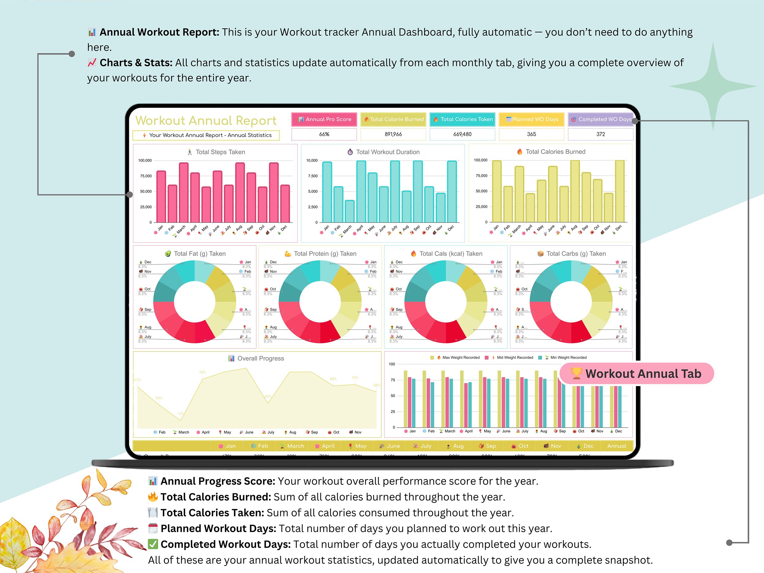 Workout Tracker - workout tracker google sheet - workout template google sheets - workout calendar template - workout spreadsheet template - Image 4