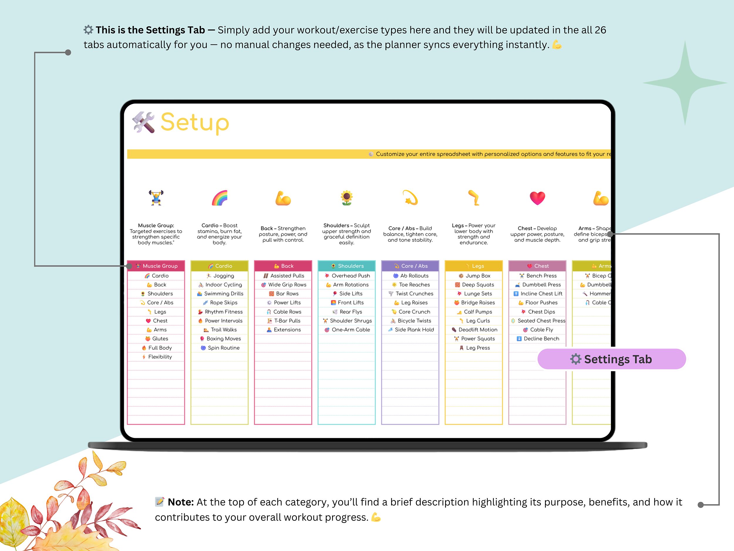 Workout Tracker - workout tracker google sheet - workout template google sheets - workout calendar template - workout spreadsheet template - Image 6