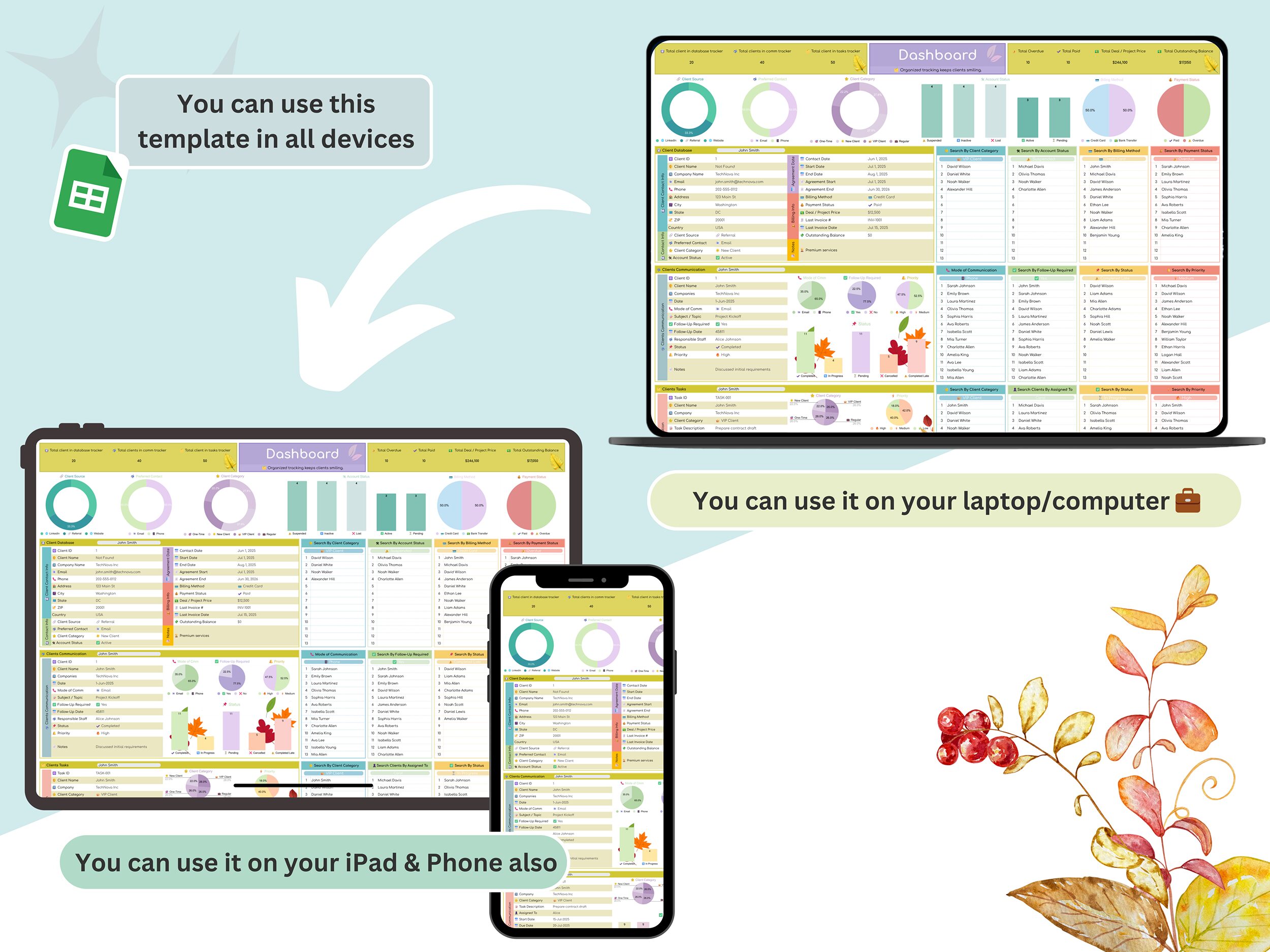 Client Tracker - client spreadsheet - CRM dashboard - CRM - CRM spreadsheet - client organizer - client dashboard - client planner - Image 9
