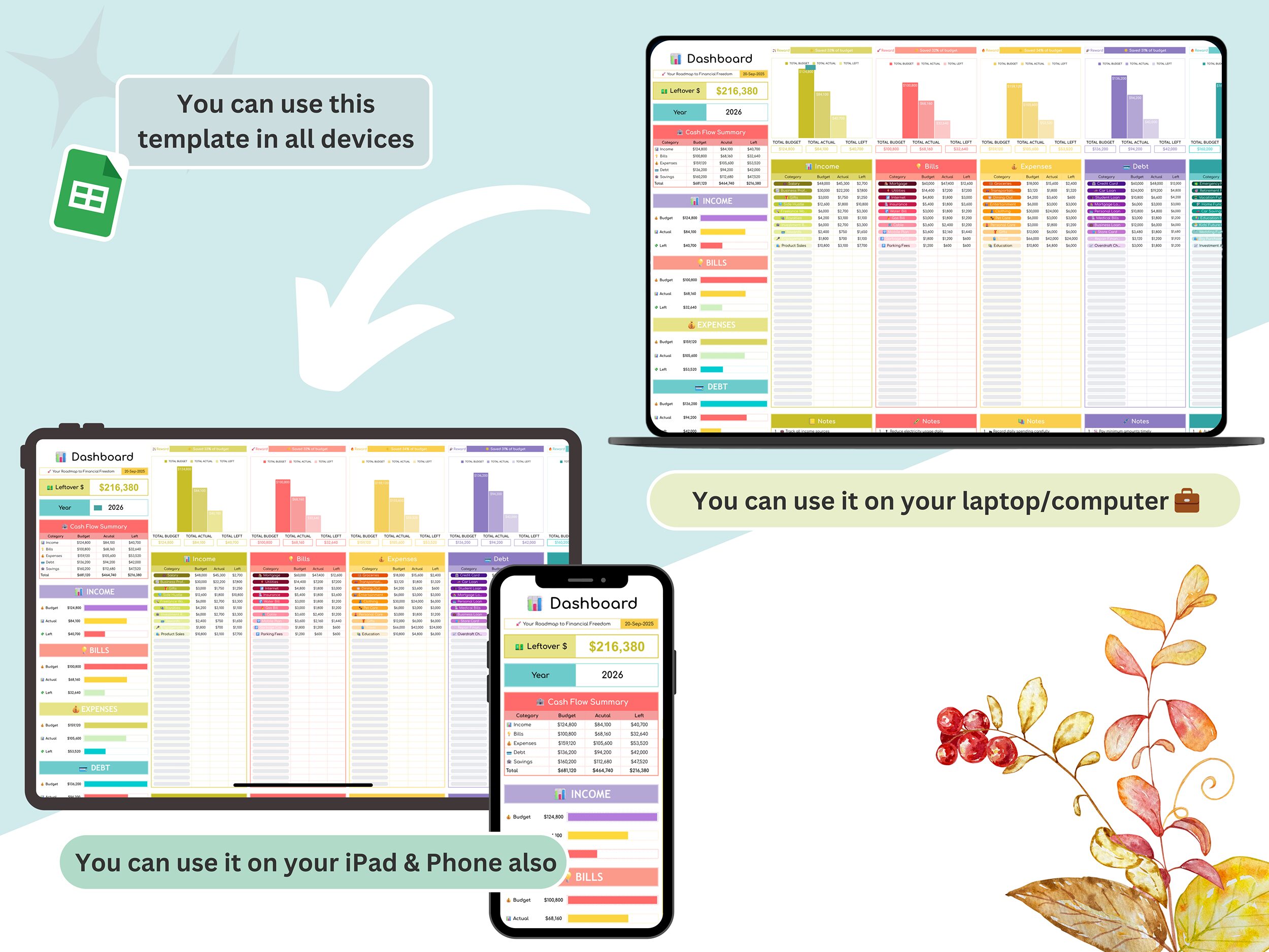 budget planner digital - budget planner google sheets - budget planner spreadsheet - monthly budget planner - annual budget template - Image 6