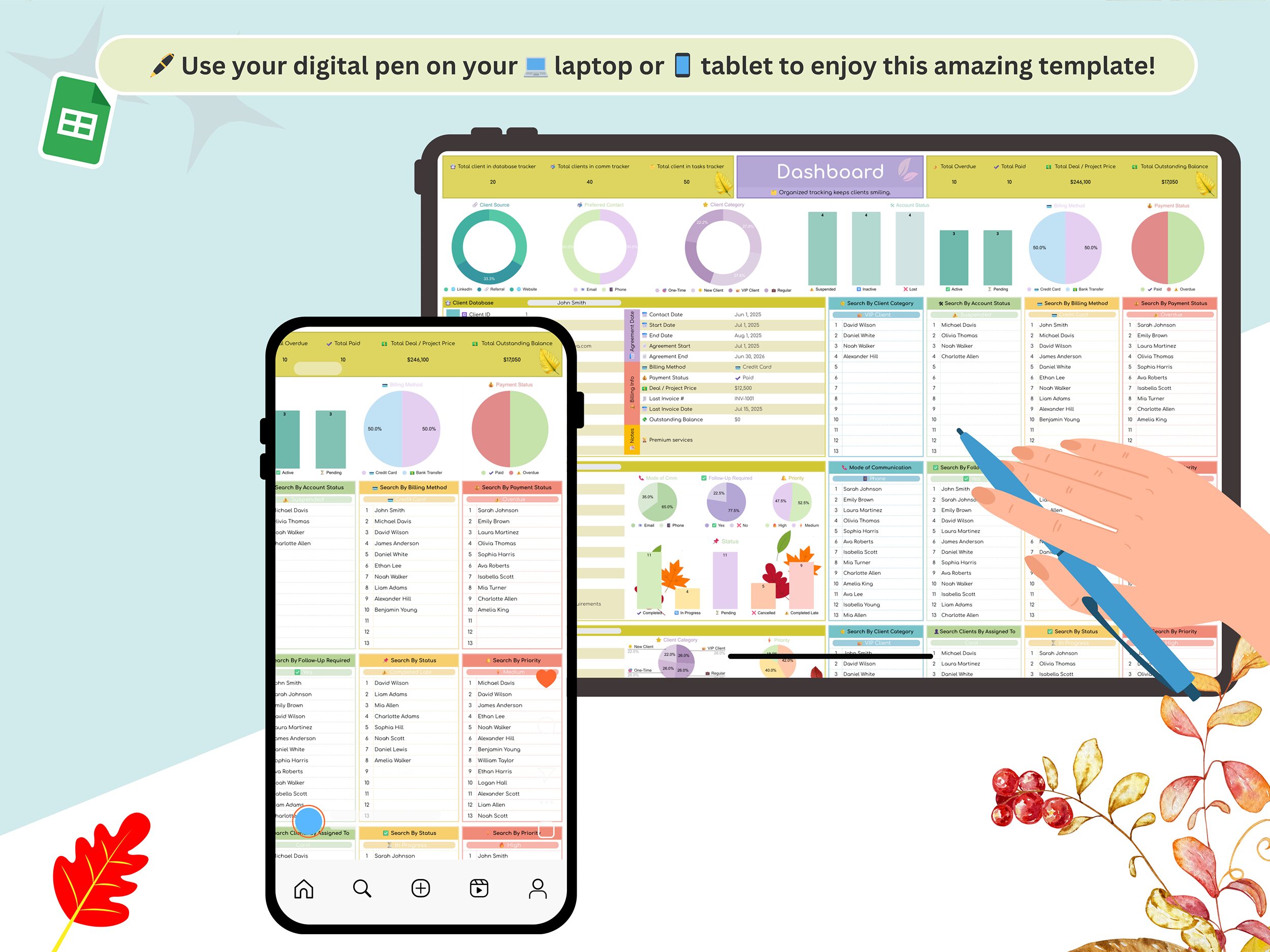 Client Tracker - client spreadsheet - CRM dashboard - CRM - CRM spreadsheet - client organizer - client dashboard - client planner - Image 10