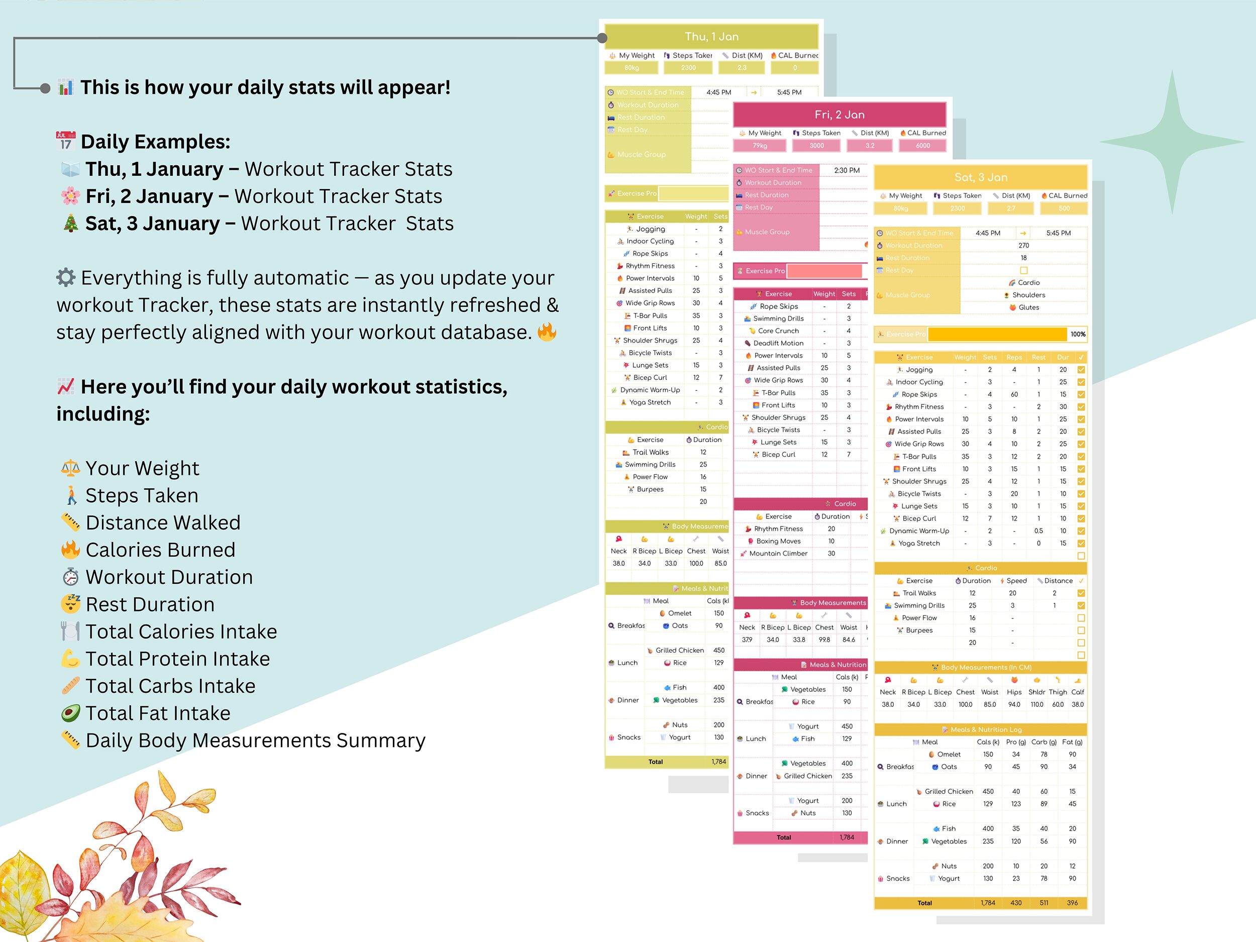 Workout Tracker - workout tracker google sheet - workout template google sheets - workout calendar template - workout spreadsheet template - Image 8