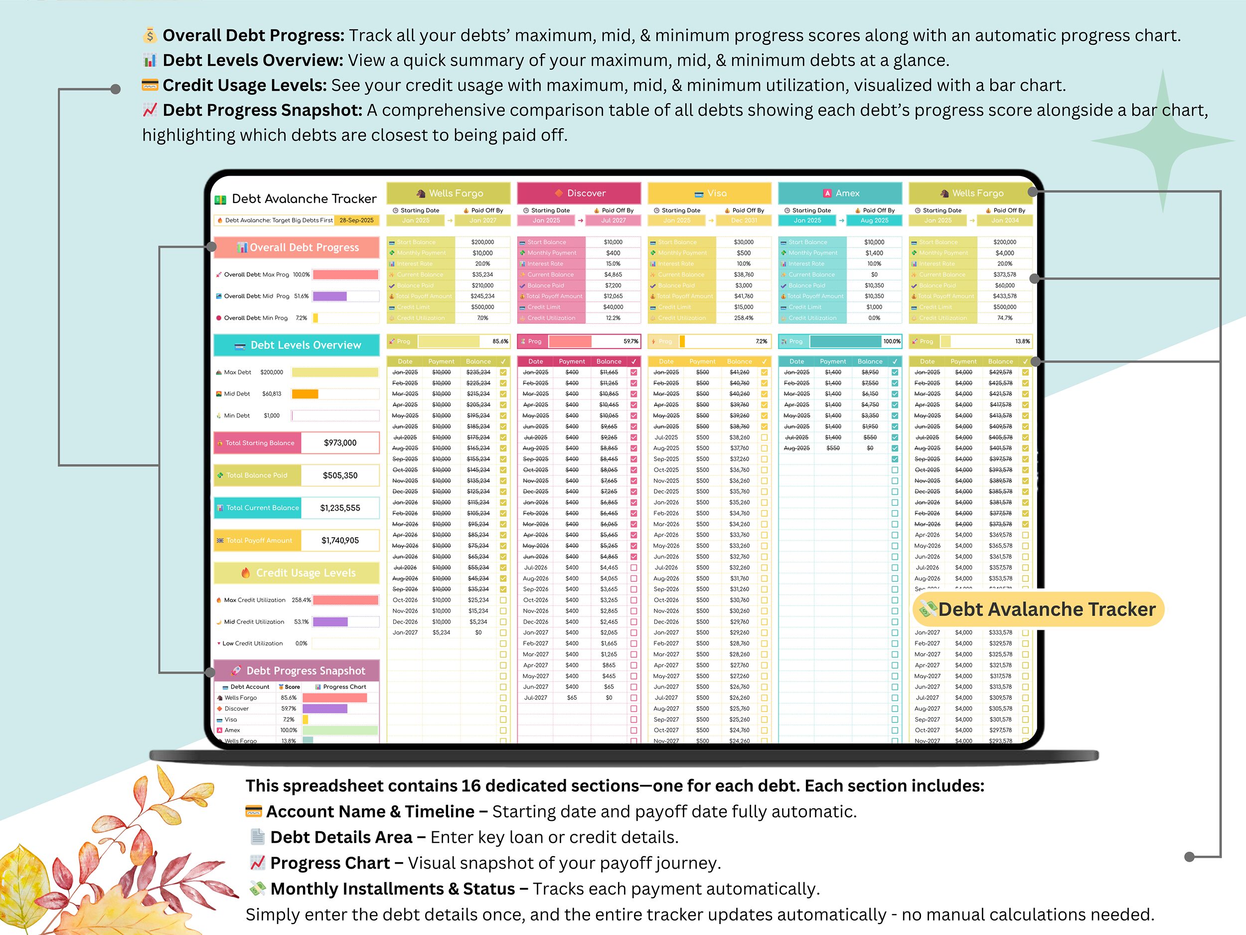 debt payoff tracker google sheets - debt payoff tracker - debt payoff spreadsheet - debt tracker google sheets - debt payment tracker - debt - Image 5