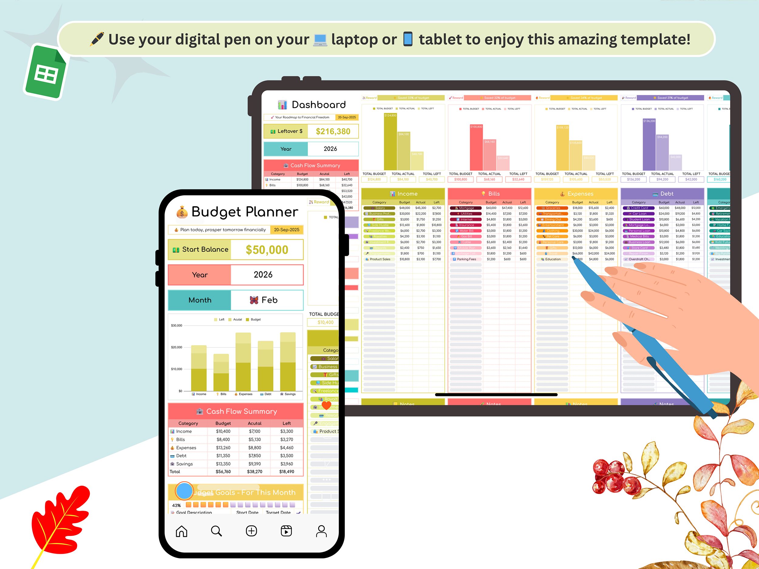 budget planner digital - budget planner google sheets - budget planner spreadsheet - monthly budget planner - annual budget template - Image 9