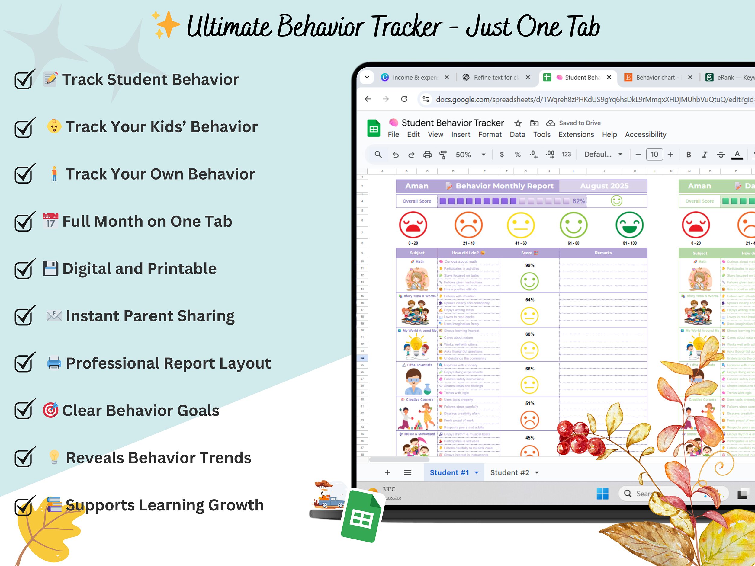 behavior tracker - student behavior tracker - behavior chart - behavior management - behavior analysis - homeschool - teacher planner - Image 7