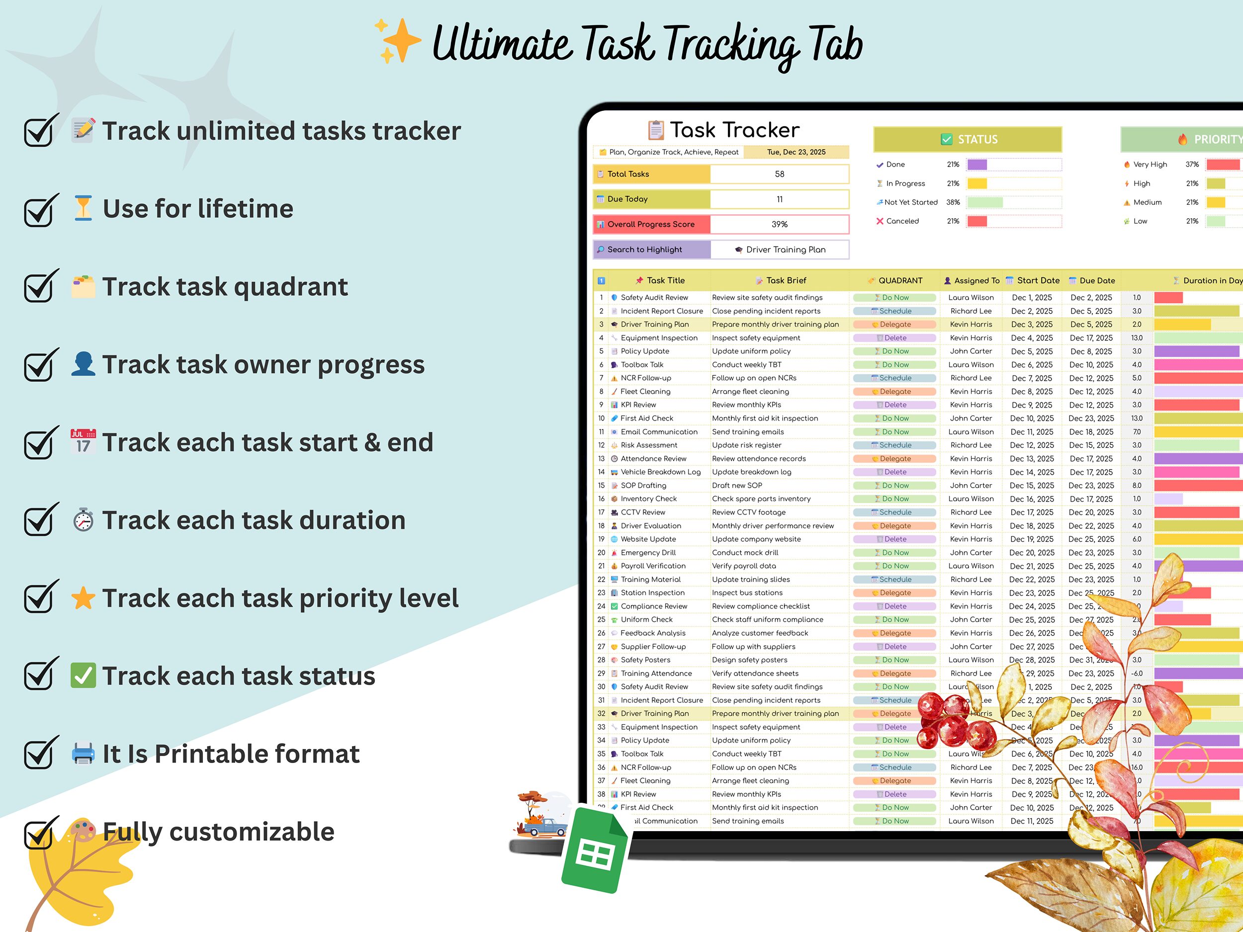 Eisenhower Matrix - eisenhower - priority matrix - decision matrix - to do spreadsheet - task prioritization - task management - planner - Image 9