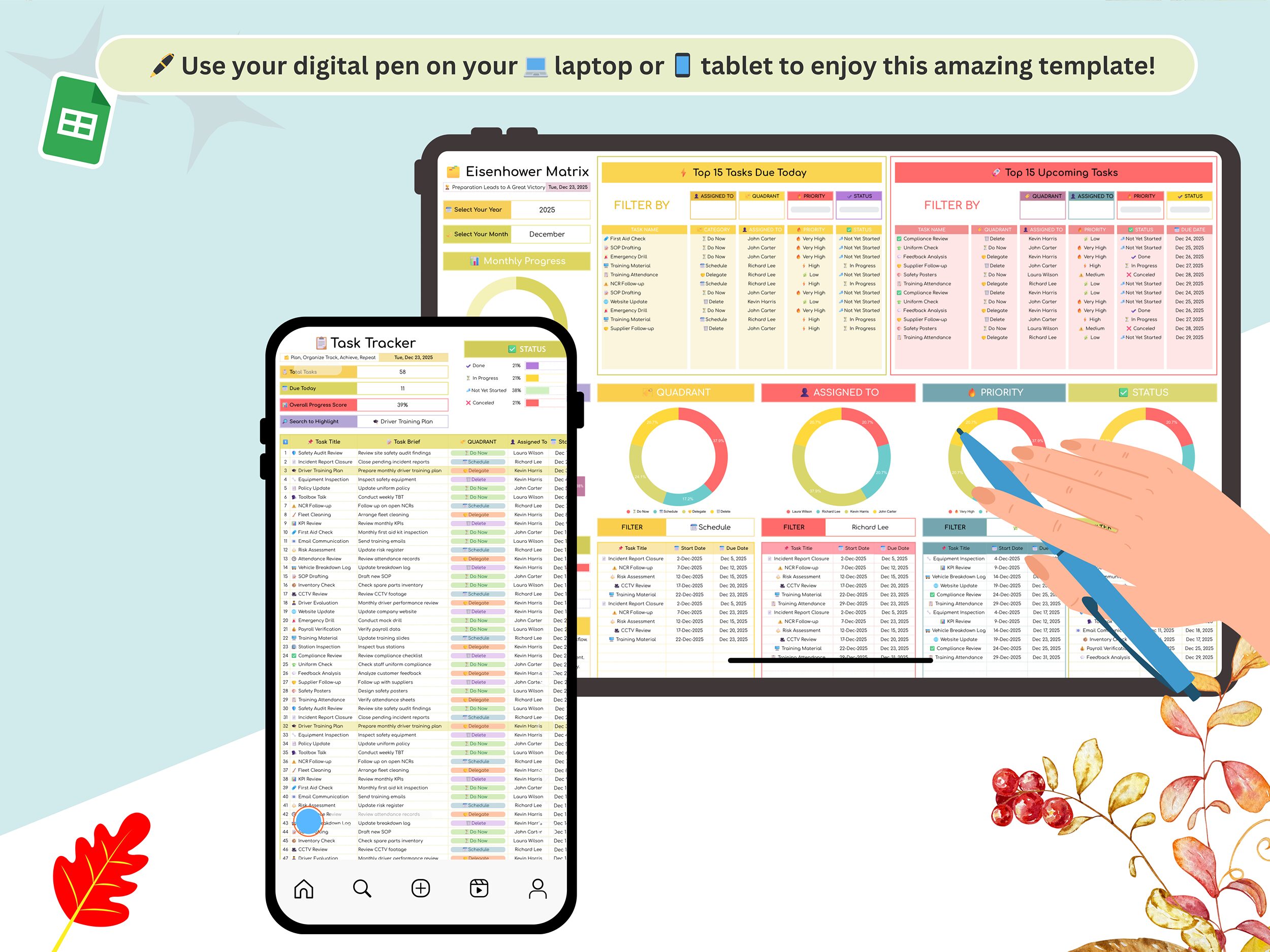 Eisenhower Matrix - eisenhower - priority matrix - decision matrix - to do spreadsheet - task prioritization - task management - planner - Image 12