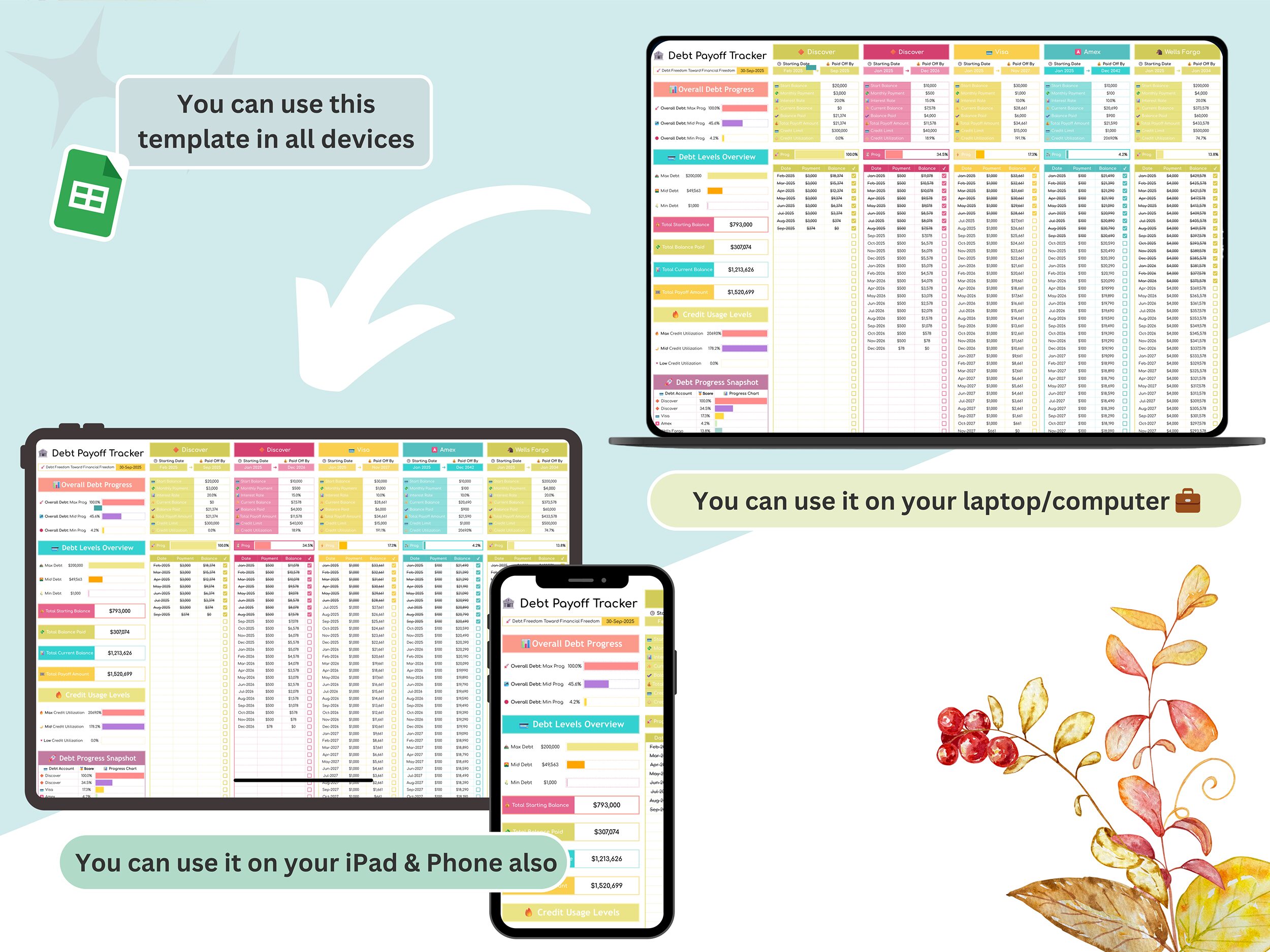 debt payoff tracker google sheets - debt payoff tracker - debt payoff spreadsheet - debt tracker google sheets - debt payment tracker - debt - Image 6