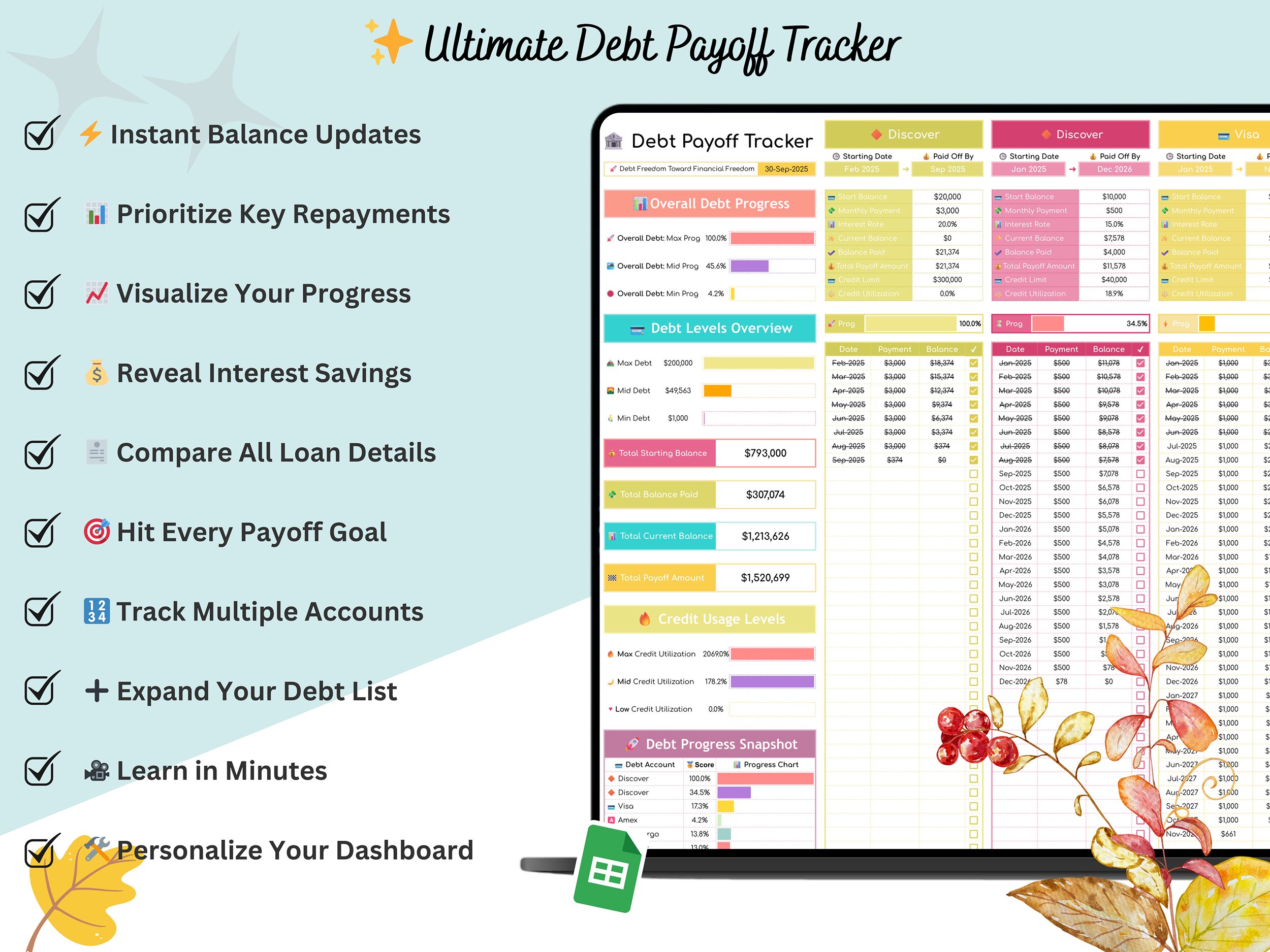 debt payoff tracker google sheets - debt payoff tracker - debt payoff spreadsheet - debt tracker google sheets - debt payment tracker - debt - Image 7