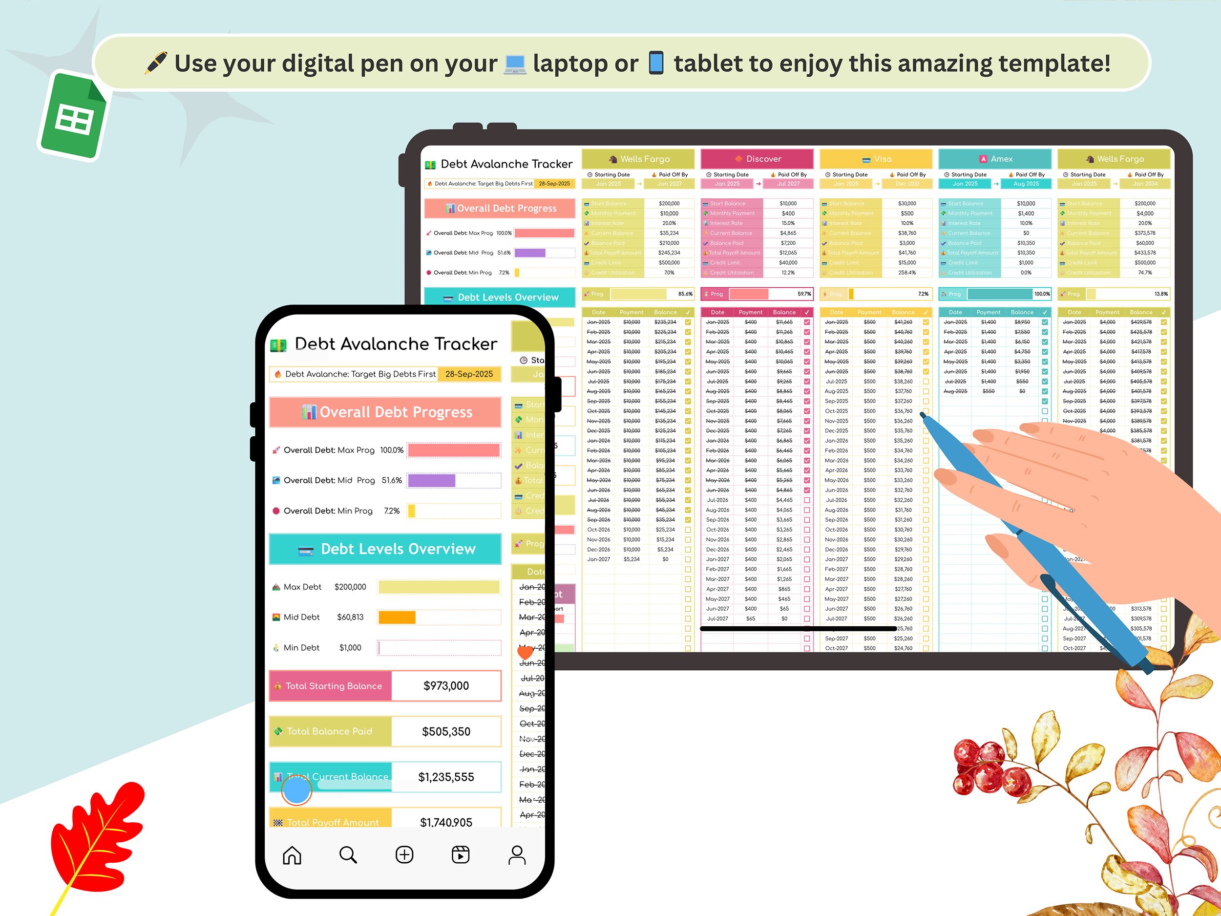 Debt Tracker - debt tracker google sheets - debt tracker spreadsheet - debt planner template - debt snowball tracker -debt snowball trackers - Image 8