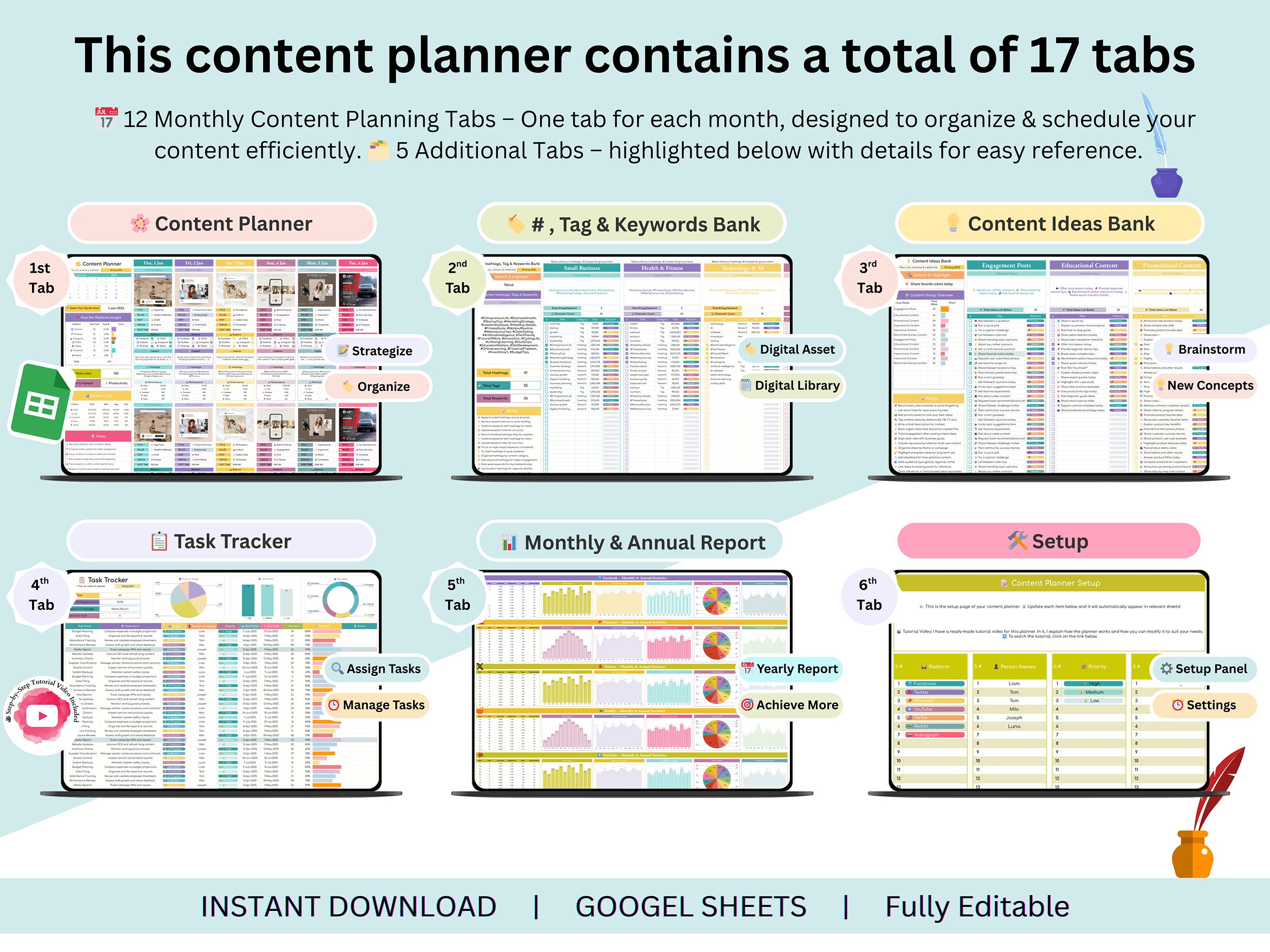 Social Media Content Planner – content planner – social media planner – social media manager bundle – social media manager – social media