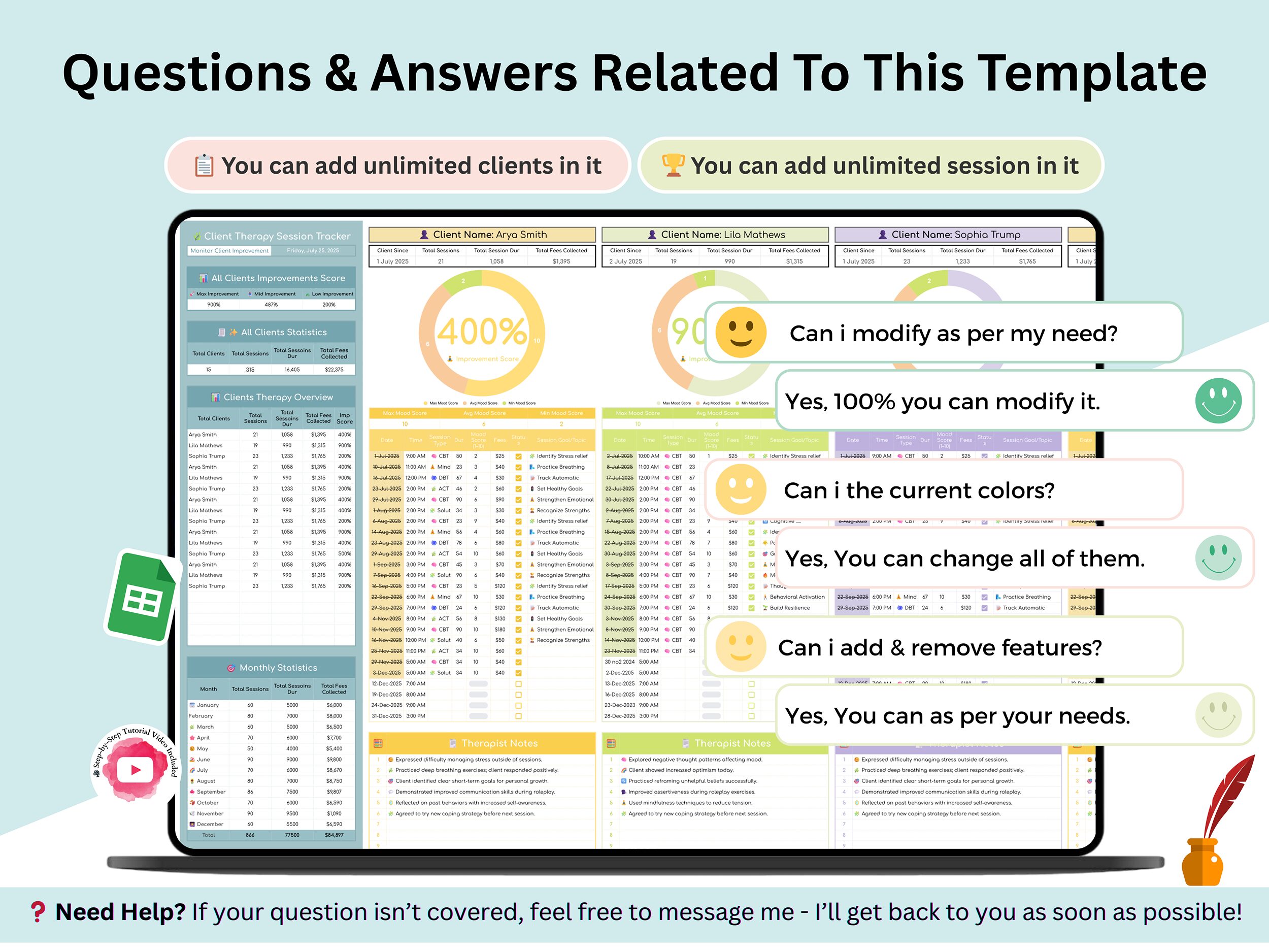 Therapist session tracker – therapy client tracker – therapist tracker – session tracker – therapist organizer – therapist planner – therapy