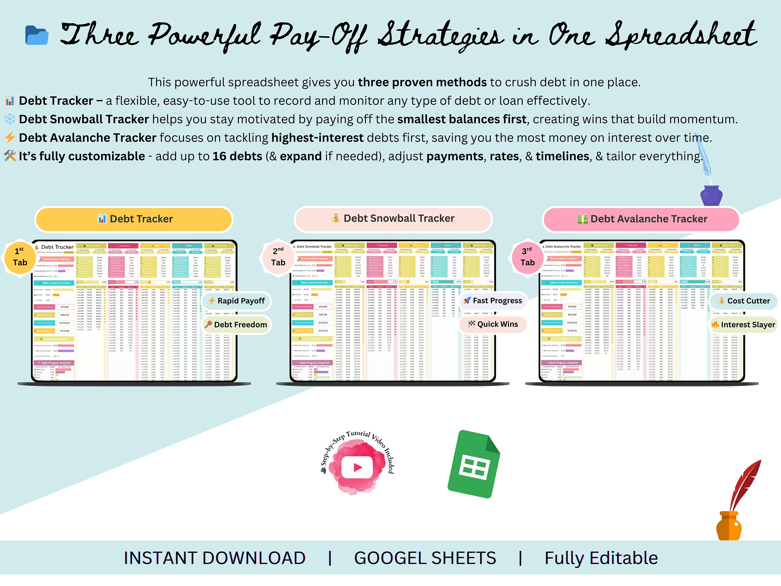 Debt Tracker google sheets – Debt Tracker – debt tracker spreadsheet – debt snowball trackers – debt snowball tracker google sheets – debt