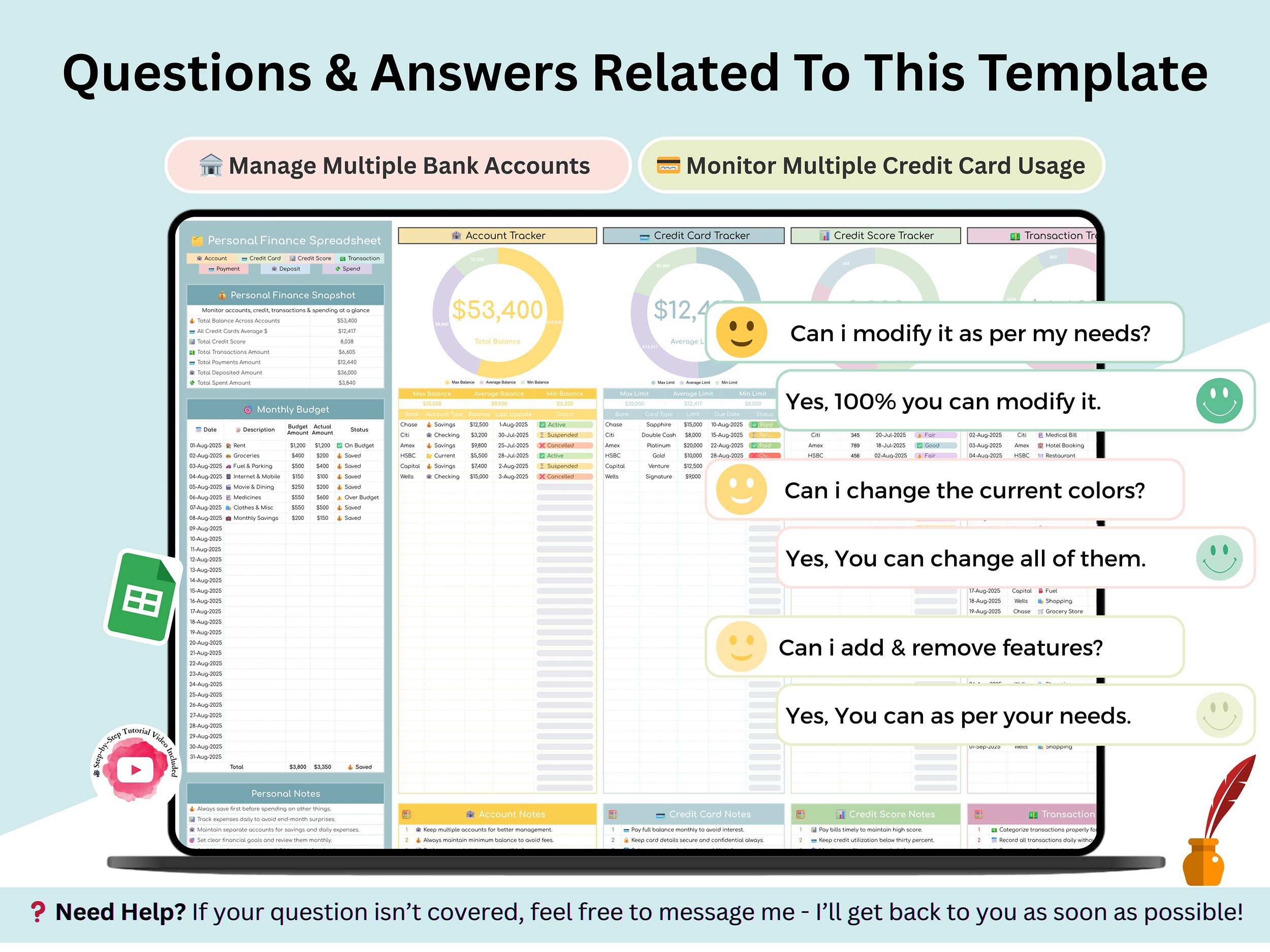 Transaction tracker – account tracker – credit card tracker -credit score tracker – deposit tracker – payment tracker – spending tracker