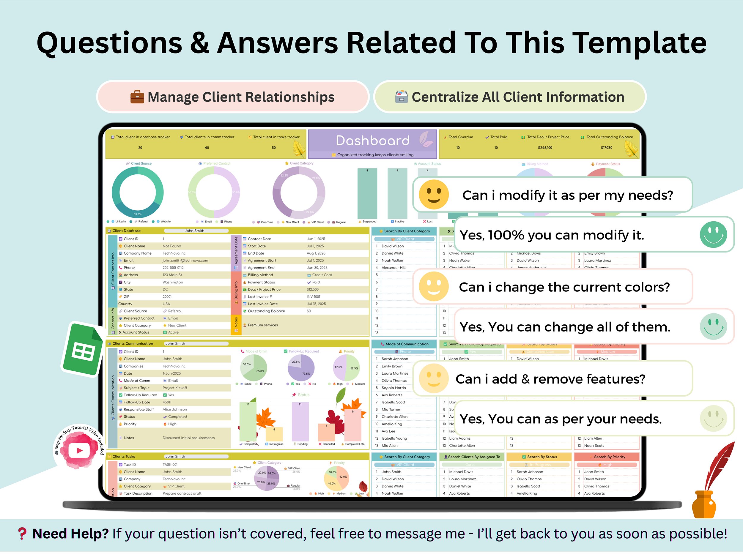 Client Tracker - client spreadsheet - CRM dashboard - CRM - CRM spreadsheet - client organizer - client dashboard - client planner - Image 4