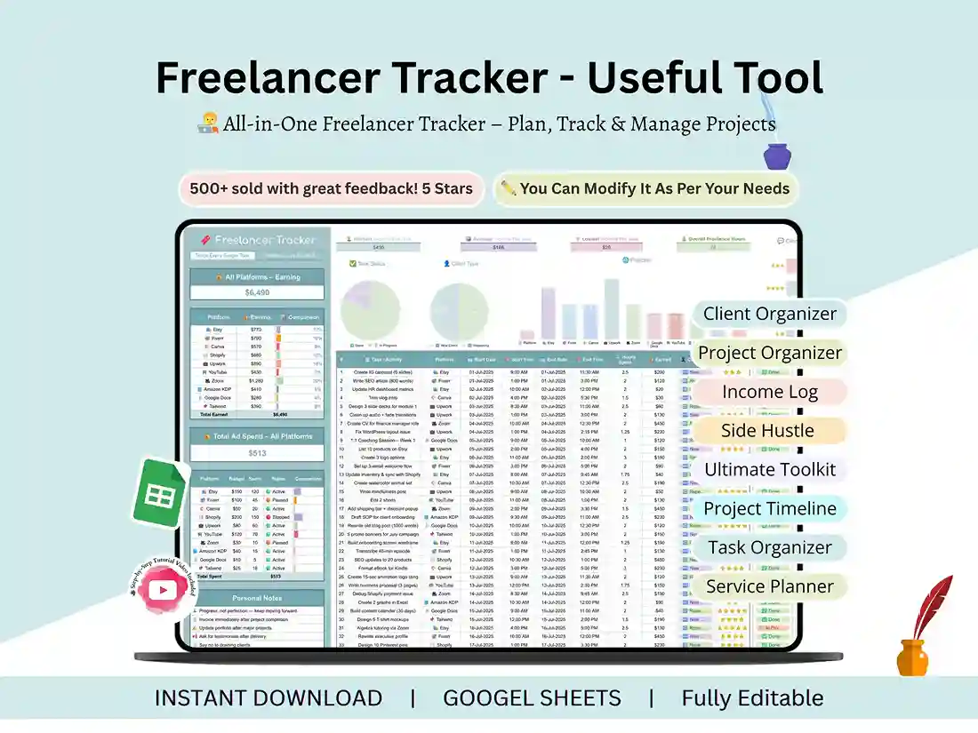 Freelance timesheet template in Google Sheets