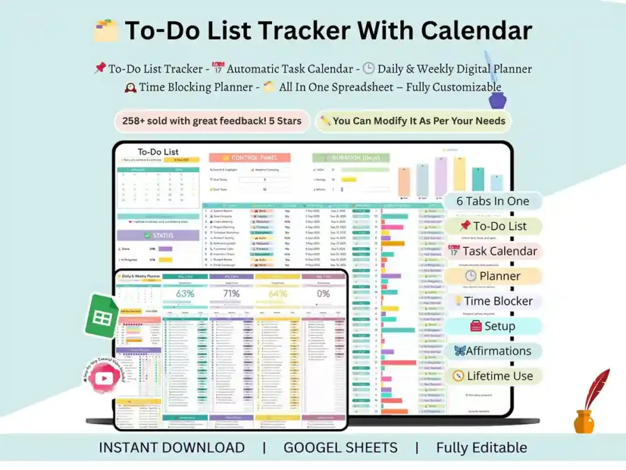 To do list template for Google Sheets with tasks, priorities and deadlines