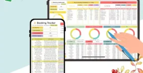 Booking tracker template open in Google Sheets on desktop