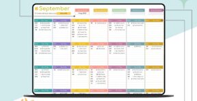 Color-coded bill calendar showing recurring and one-time payments