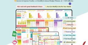 Budget planner setup tab with custom spending categories