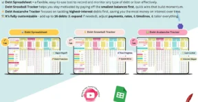 Debt snowball tracker tab ranking balances smallest to largest