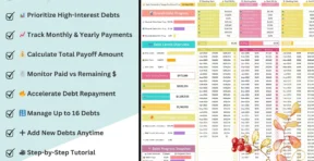 Debt overview tab listing all debts with automatic balance calculations