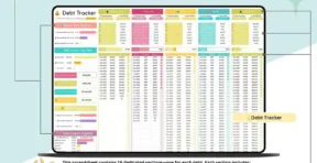 Debt payoff calculator Google Sheets projecting debt-free date based on monthly payments
