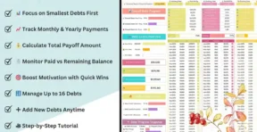 Debt payoff dashboard with progress bars and total balance summary