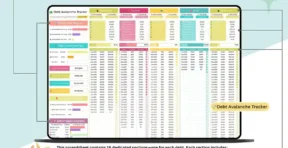Debt spreadsheet settings tab with currency and payment frequency options