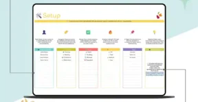 Events Planner tab with event list, dates, and budget tracking columns