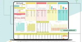 Monthly income and expense summary with charts