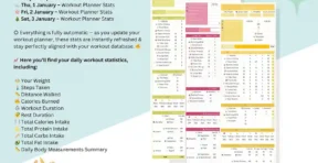 Google Sheets workout planner full tab overview
