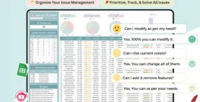 Project issue log dashboard with charts