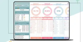 Google Sheets expense tracker dashboard with income and spending summary