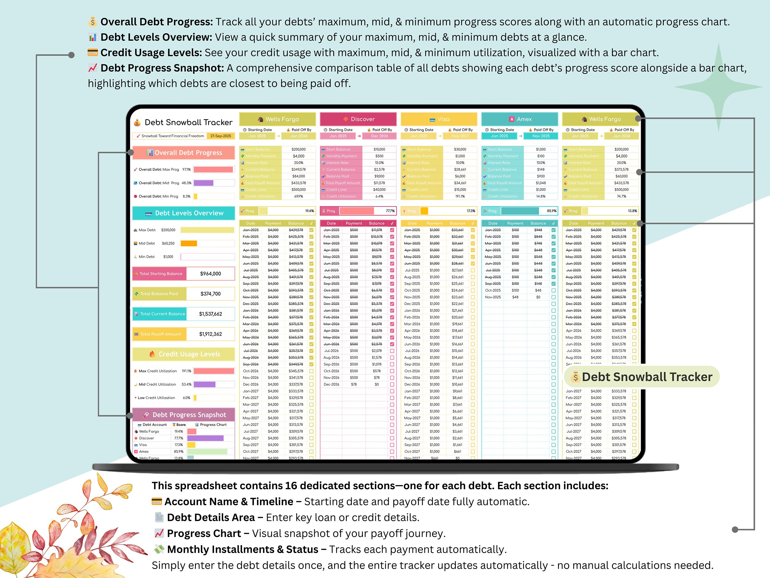 Financial Planner Google Sheets – Budget & Debt Tracker 9 Financial Planner Google Sheets – Budget & Debt Tracker - Image 9