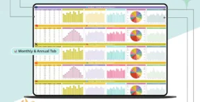 Monthly content planning tab with dates, platforms and post status