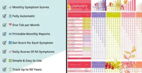 Monthly symptom tracker tab with daily entries