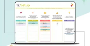 Task tracker template for Google Sheets open on a laptop