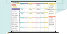 Notes and reminders panel inside the monthly planner spreadsheet