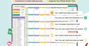 Time blocking calendar template for planning study sessions and assignments