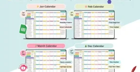 Time block planner calendar view showing the 12-month layout