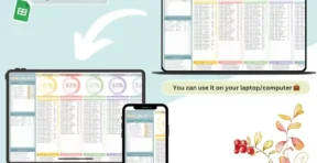 Body measurement spreadsheet tracking chest, waist, hips, arms and thighs over time
